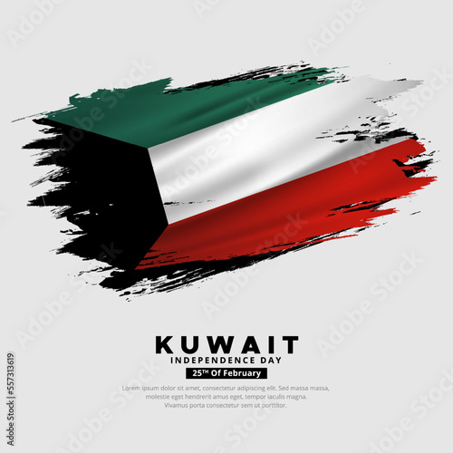Kuwait Independence day design background with wavy flag vector.