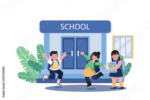 Happy Students With Backpacks Are Jumping