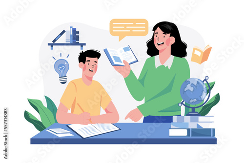 Teacher giving a lesson to students