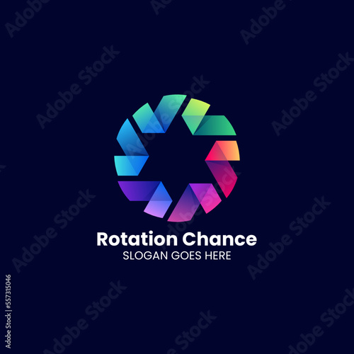Vector Logo Illustration Rotation Chance Gradient Colorful Style.