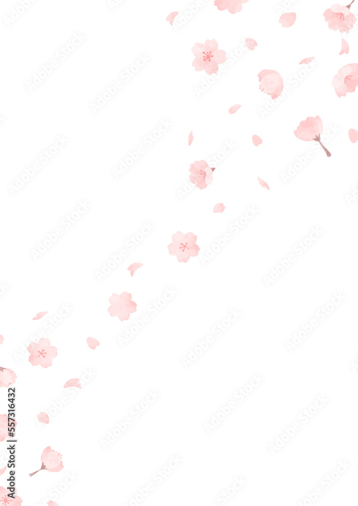 桜が舞う手描きの背景イラスト