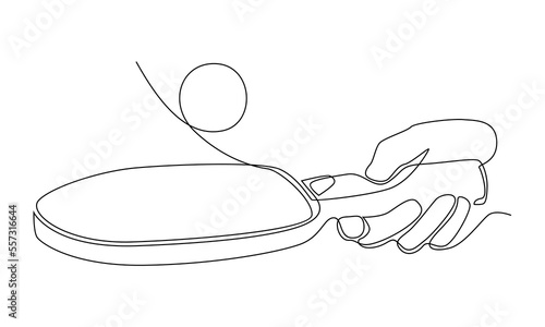 Continuous line of ping pong rackets and ball