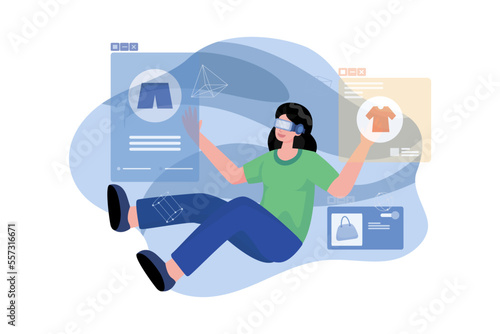 Woman experience in shopping in the metaverse