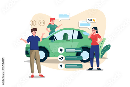 People Giving Reviews On Electric Car