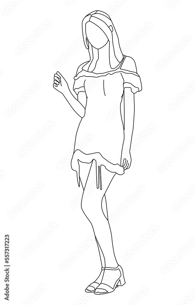 kpop girl band image line art illustration eps.10