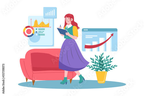 Girl Setting Up Her Schedule