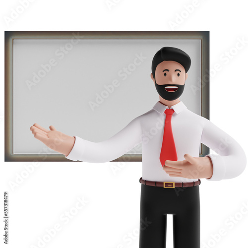 businessman holding blank board