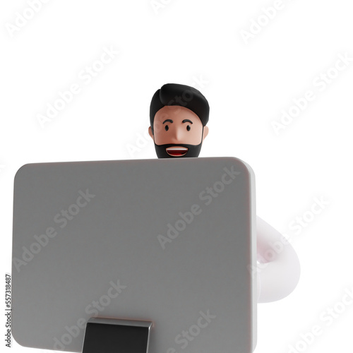 3d man with laptop