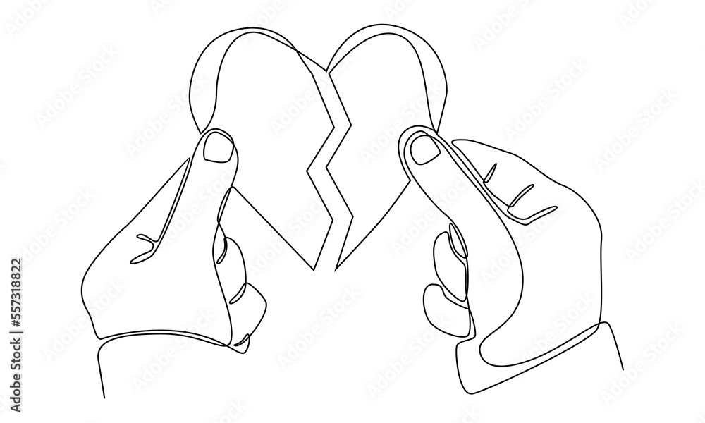 continuous line of hand holding a piece of heart continuous line of hand holding a piece of heart