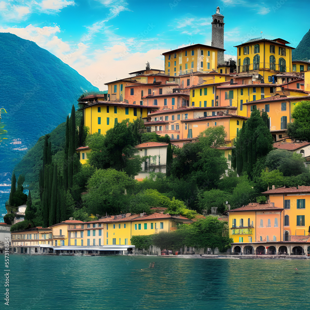 Cultural attractions Lake Como Italy photoshop manipulation 
