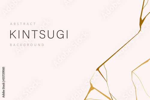 Gold kintsugi on white background. Crack and broken effects. Marble texture. Luxury design for posters, wall art, wallpaper, wedding card, social media. Modern vector illustration. Japanese style.