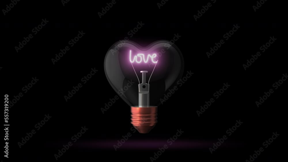Loopable heart shaped light bulb valentine concept Loopable heart shaped light bulb valentine concept