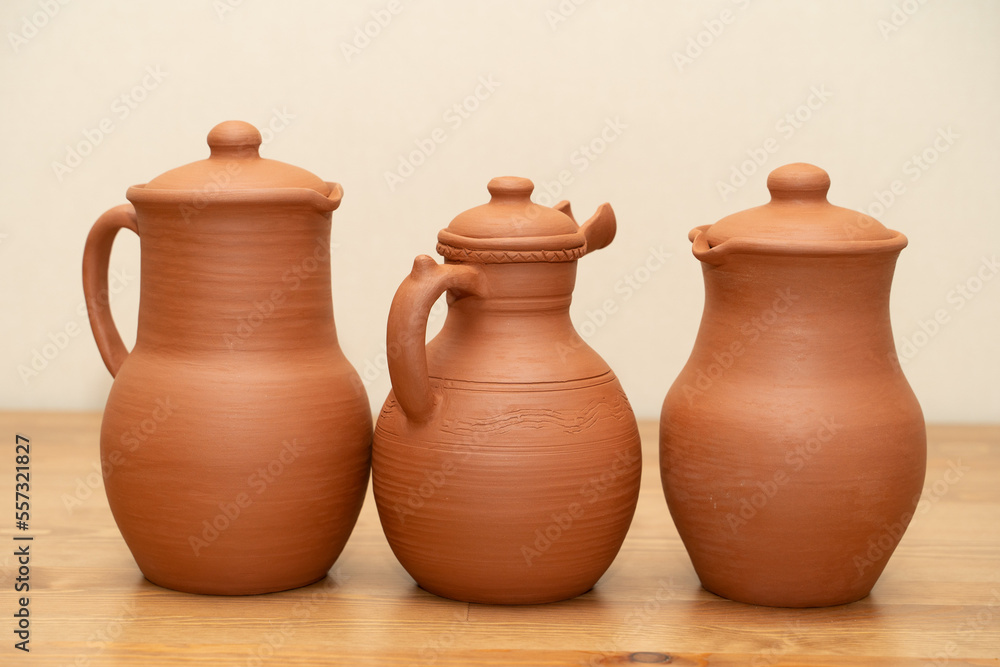 Ceramics, a ceramic product made with their own hands on a potter's wheel.