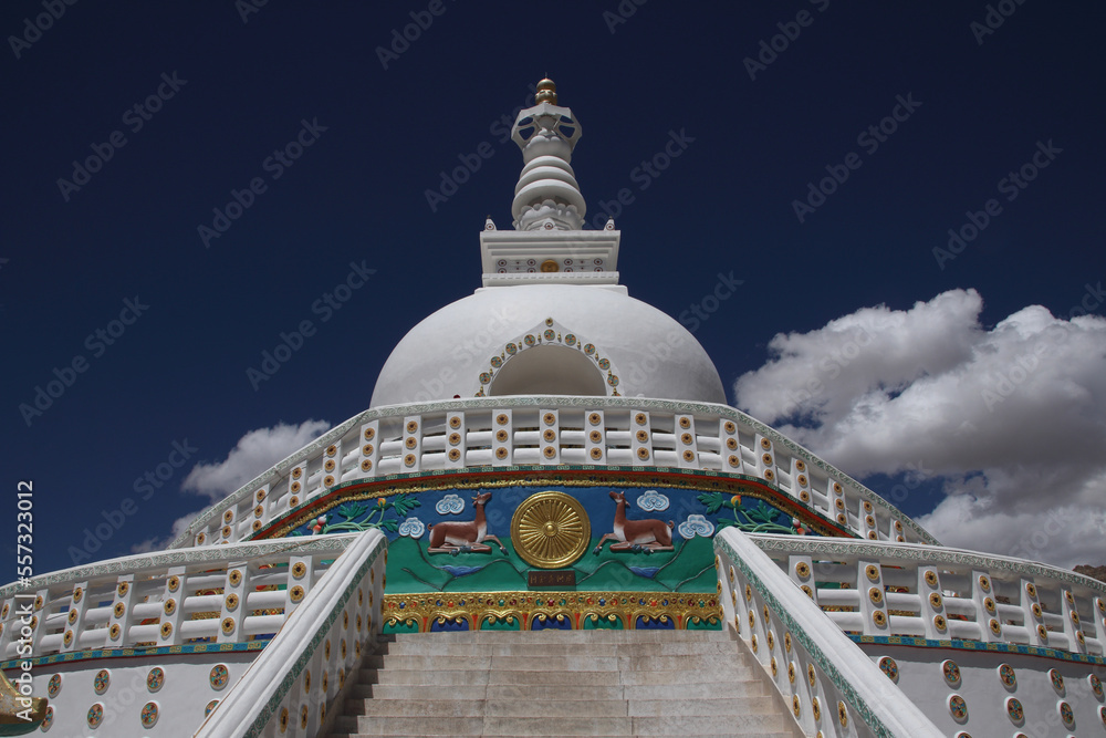 Shanti Stupa in Leh city of Ladakh UT, India