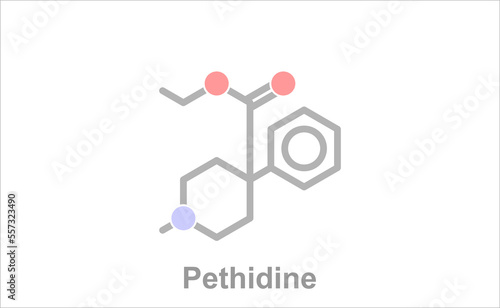 Medical prescription pad. Simplified formula icon of pethidine.