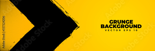Abstract grunge background vector, warning system banner design, template backdrop with yellow black paint brush texture