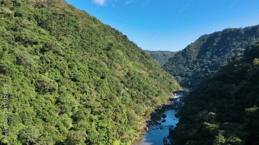 Aerial up the mysterious upper reaches of Barron Gorge Queensland Aerial up the mysterious upper reaches of Barron Gorge Queensland