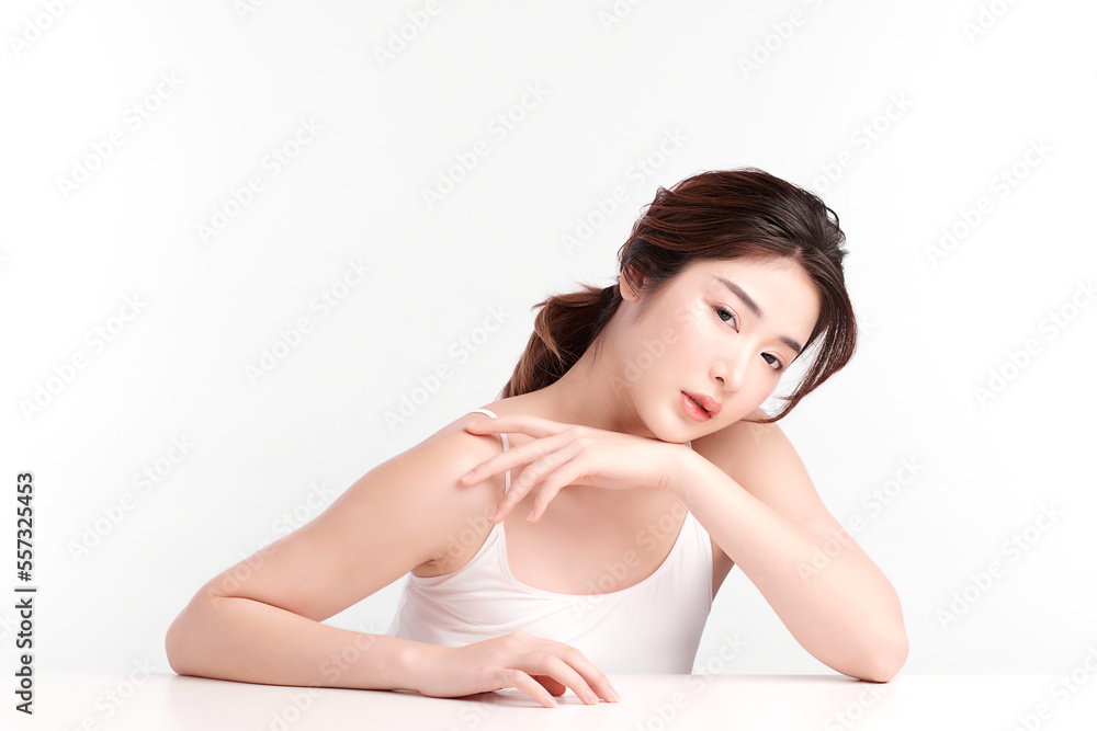 Beautiful young asian woman with clean fresh skin on white background, Face care, Facial treatment, Cosmetology, beauty and spa, Asian women portrait. Beautiful young asian woman with clean fresh skin on white background, Face care, Facial treatment, Cosmetology, beauty and spa, Asian women portrait.