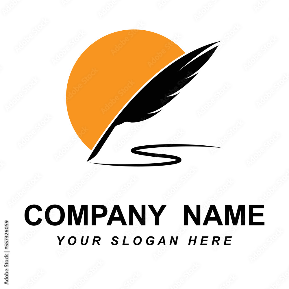 feather logo vector with slogan template feather logo vector with slogan template