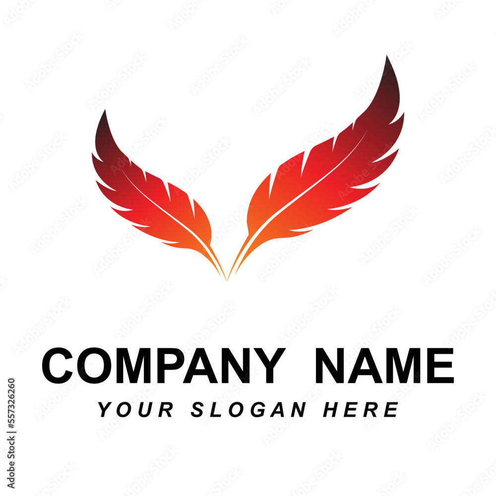 feather logo vector with slogan template feather logo vector with slogan template