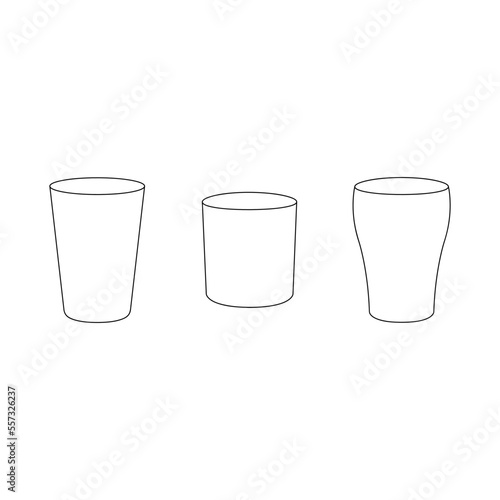 Glass icon set isolated on a white background. vector illustration. glass set vector. Perfect for coloring book, textiles, icon, web, painting, books, t-shirt print.