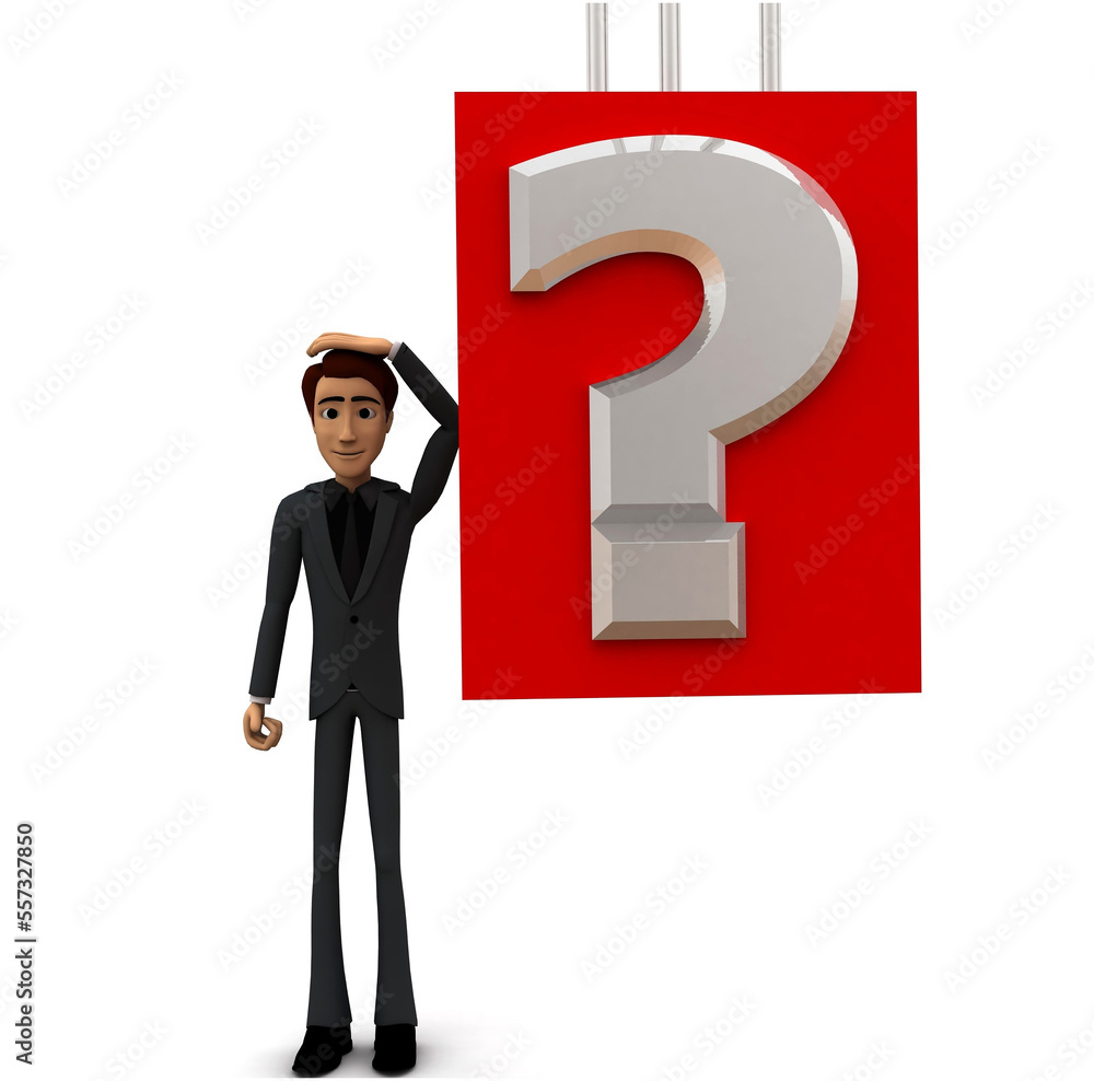 3d man worried about questions concept 3d man worried about questions concept