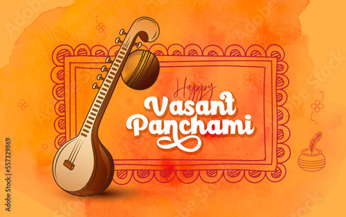 Happy Vasant Panchami Vector Background Design Template