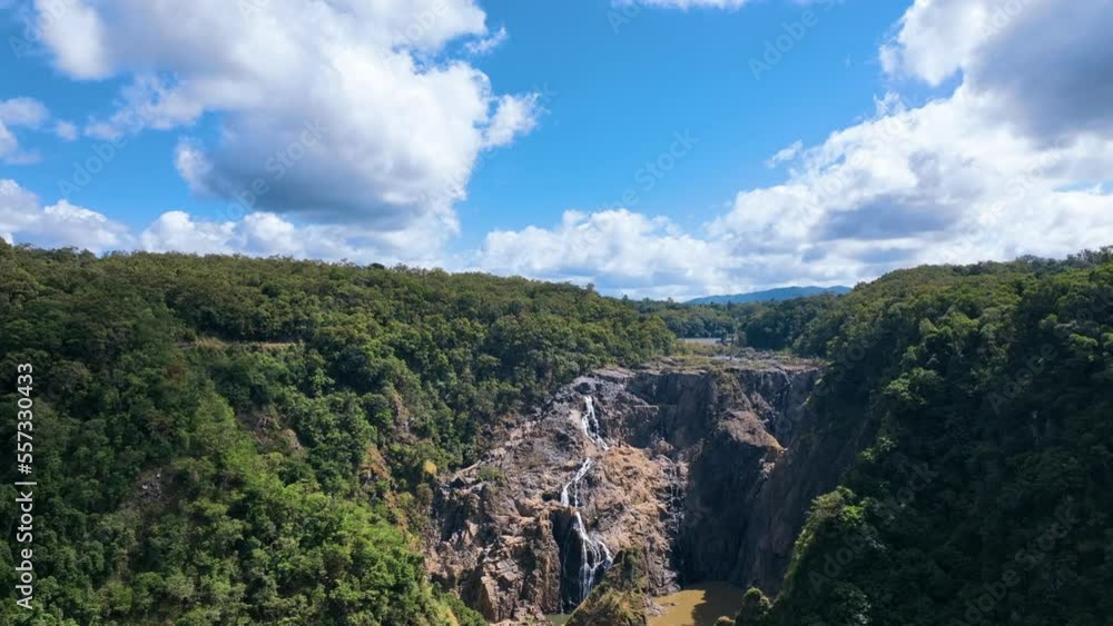 Flight retreats from the cliffs and cascades of Barron Falls Queensland Flight retreats from the cliffs and cascades of Barron Falls Queensland