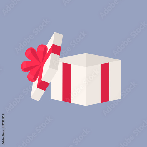 Colorful blank gift box in flat design for using as banner