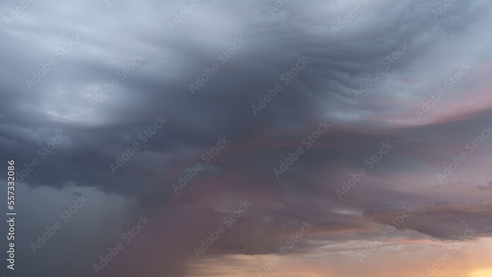 Naklejka premium Detail shot of epic storm clouds during sunrise