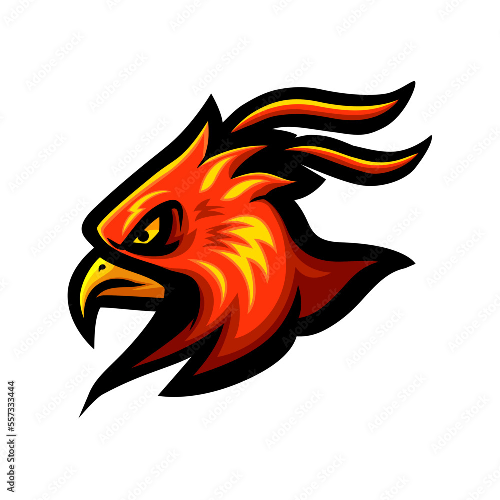 Naklejka premium Phoenix head logo mascot design