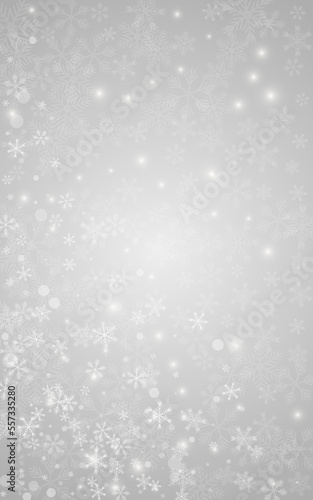 White Snowfall Vector Grey Background. Winter