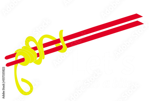 chopsticks and noodles illustration