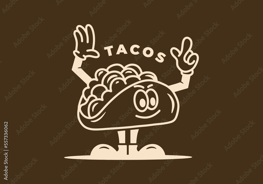 Illustration design of taco mascot with hands and feet Illustration design of taco mascot with hands and feet
