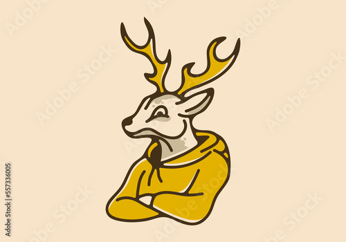 Illustration design of deer wearing a hoodie