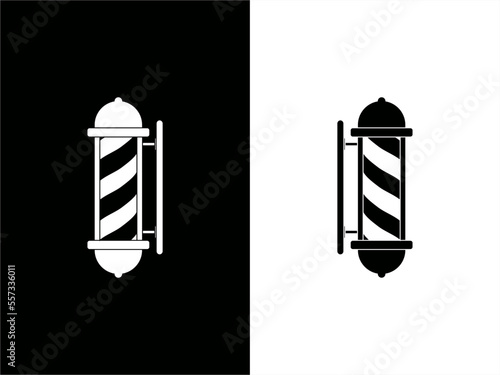 Monochrome illustration of barber pole for kids high contrast card