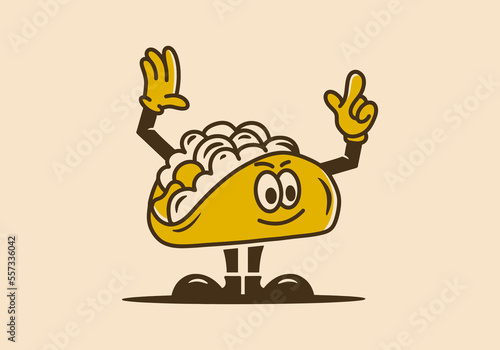 Illustration design of taco mascot with hands and feet
