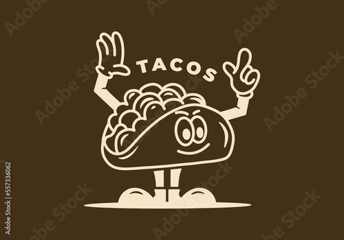 Illustration design of taco mascot with hands and feet