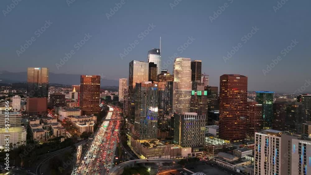 custom made wallpaper toronto digitalUrban aerial view of tall buildings in downtown Los Angeles California USA at night.