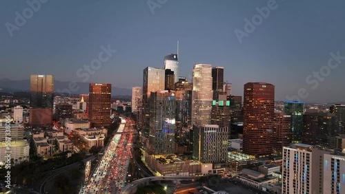 Wallpaper Mural Urban aerial view of tall buildings in downtown Los Angeles California USA at night. Torontodigital.ca