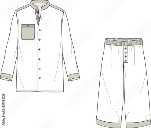 MEN AND BOYS WEAR RESORT SET SHIRT AND SHORT VECTOR SKETCH