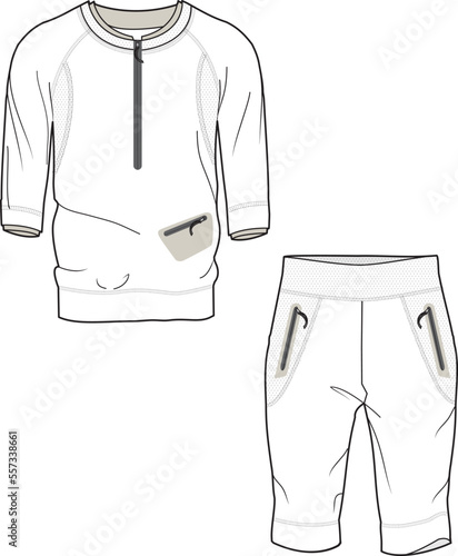 BOYS WEAR SWEAT SHIRT AND SHORT SET VECTOR