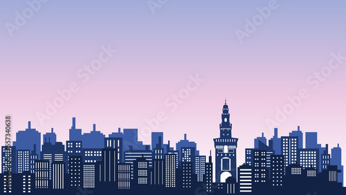 Panoramic silhouette of a city with views of buildings in milan italy