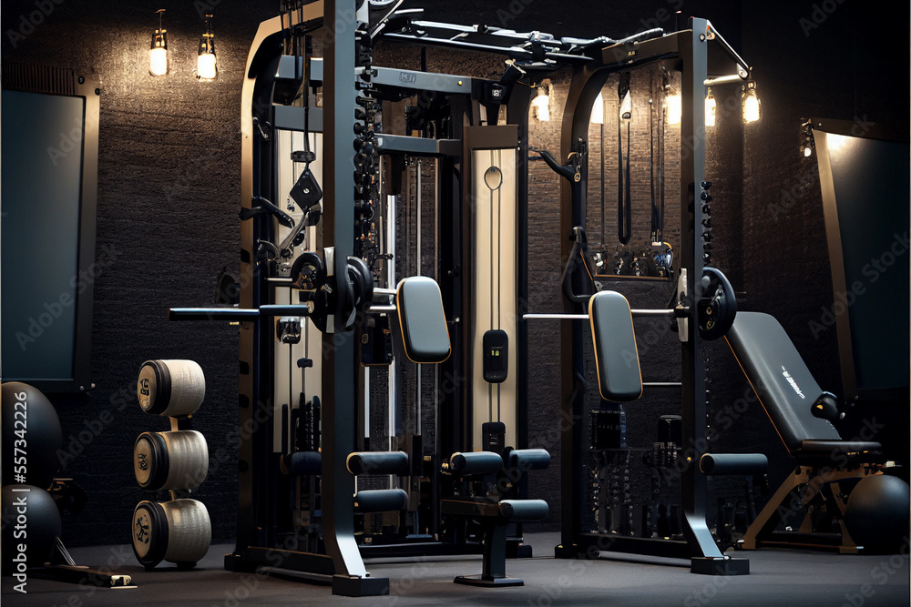 Fototapeta premium Vibrant Details Fitness Equipment for Working Out Running 3D Objects Colorful Environment And Background
