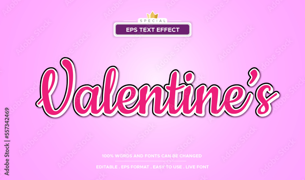 Valentine's day text effect editable Valentine's day text effect editable