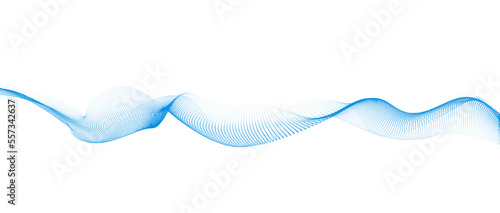 Dynamic sound wave isolated on white background. Musical particle pulsing. Blue energy flow concept. Vector illustration.