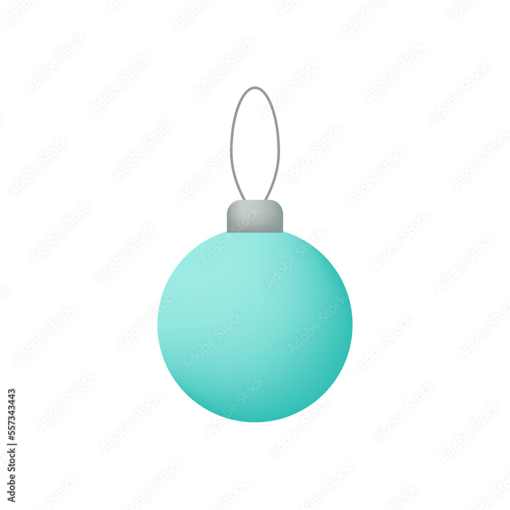 Vector image of a Christmas toy, a ball of mint color close-up on a white background. Graphic design. Vector image of a Christmas toy, a ball of mint color close-up on a white background. Graphic design.