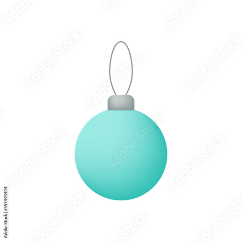 Vector image of a Christmas toy, a ball of mint color close-up on a white background. Graphic design.