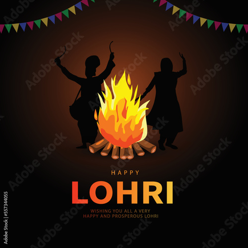 Indian festival Happy Diwali with red Background, Diwali celebration greeting card, vector illustration design.Happy Lohri With dark Background Silhouette . Abstract Vector Illustration design