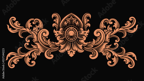 Vector engraved classic ornament design for elements, editable color